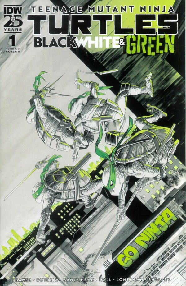 TMNT: BLACK WHITE & GREEN #1: Declan Shalvey cover A