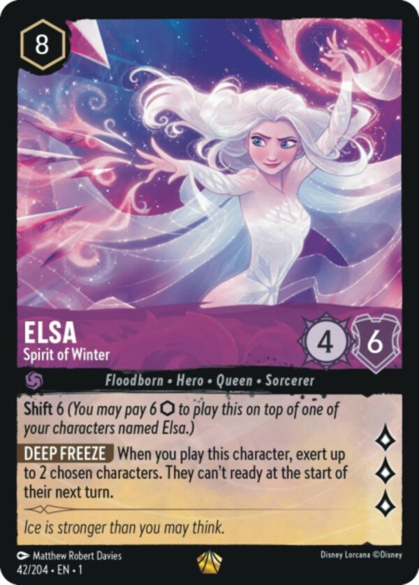 DISNEY LORCANA SINGLE CARDS: FIRST CHAPTER #106: Elsa – Spirit of Winter (Legendary 42/204: NM)