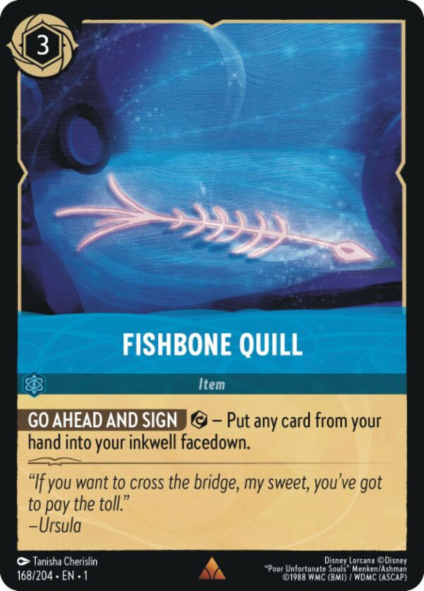 DISNEY LORCANA SINGLE CARDS: FIRST CHAPTER #116: Fishbone Quill (Rare Foil 168/204: NM)