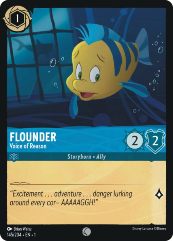 DISNEY LORCANA SINGLE CARDS: FIRST CHAPTER #120: Flounder – Voice of Reason (Common Foil 145/204: NM)