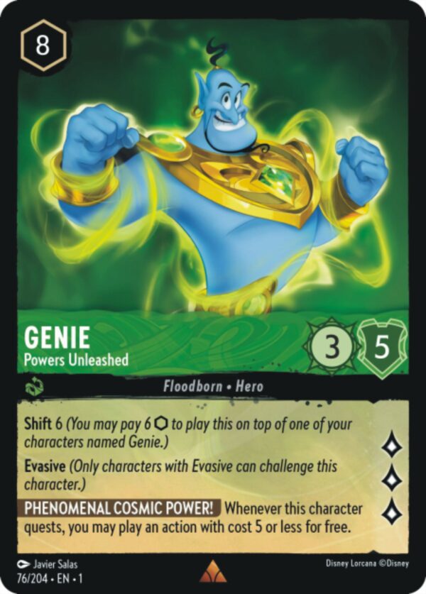 DISNEY LORCANA SINGLE CARDS: FIRST CHAPTER #137: Genie – Powers Unleashed (Rare Foil 76/204: NM)