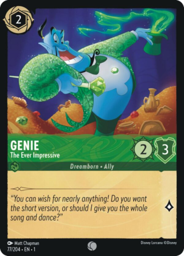 DISNEY LORCANA SINGLE CARDS: FIRST CHAPTER #139: Genie – The Ever Impressive (Common Foil 77/204: NM)