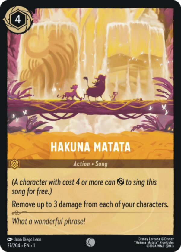 DISNEY LORCANA SINGLE CARDS: FIRST CHAPTER #158: Hakuna Matata (Common 27/204: NM)