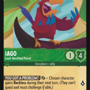 DISNEY LORCANA SINGLE CARDS: FIRST CHAPTER #174: Iago – Loud-Mouthed Parrot (Rare 80/204: NM)