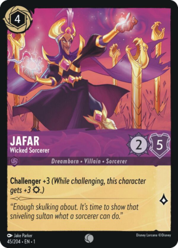 DISNEY LORCANA SINGLE CARDS: FIRST CHAPTER #180: Jafar – Wicked Sorcerer (Common 45/204: NM)