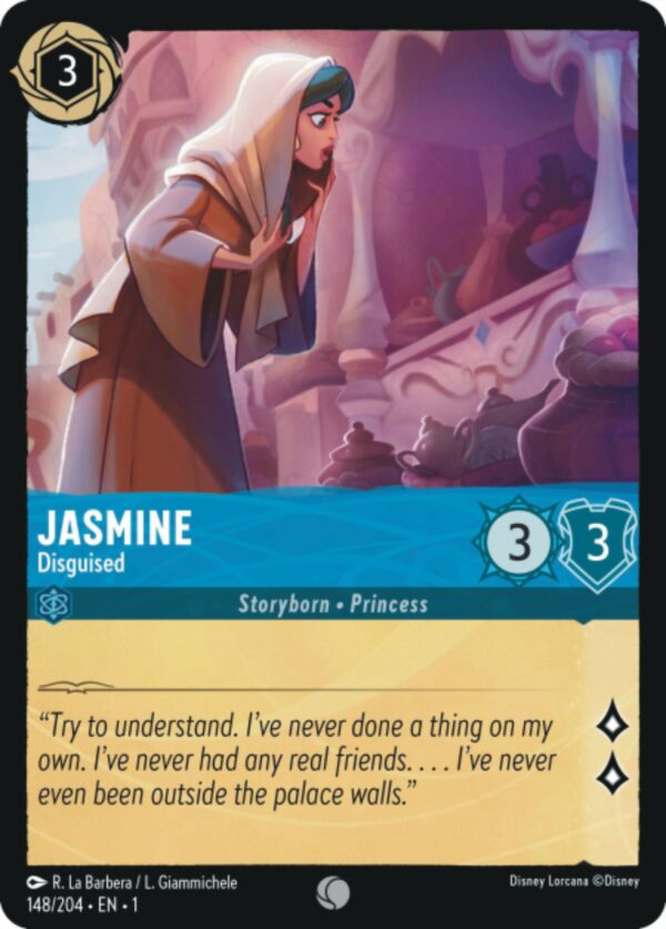 DISNEY LORCANA SINGLE CARDS: FIRST CHAPTER #183: Jasmine – Disguised (Common Foil 148/204: NM)