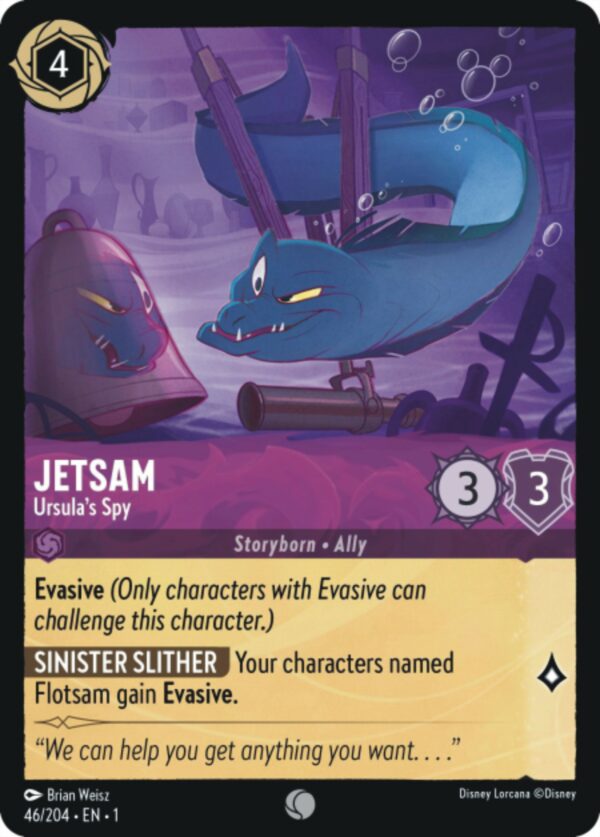 DISNEY LORCANA SINGLE CARDS: FIRST CHAPTER #188: Jetsam – Ursula’s Spy (Common 46/204: NM)