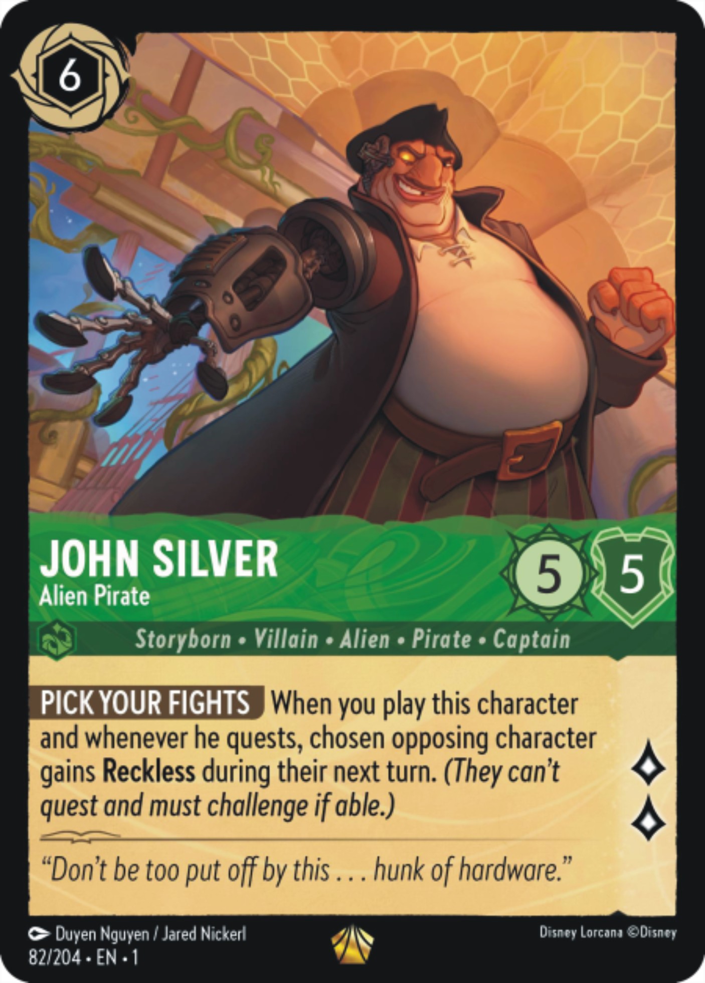 DISNEY LORCANA SINGLE CARDS: FIRST CHAPTER #190: John Silver – Alien Pirate (Legendary 82/204: NM) DISNEY LORCANA SINGLE CARDS: FIRST CHAPTER #190: John Silver – Alien Pirate (Legendary 82/204: NM)