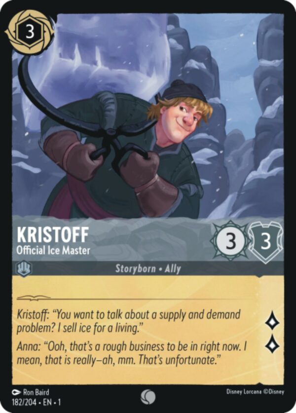 DISNEY LORCANA SINGLE CARDS: FIRST CHAPTER #196: Kristoff – Official Ice Master (Common 182/204: NM)