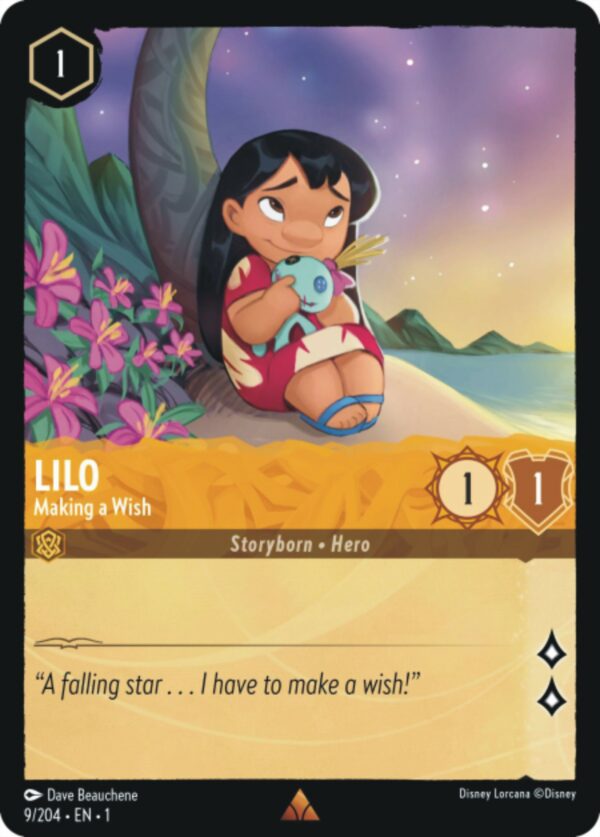 DISNEY LORCANA SINGLE CARDS: FIRST CHAPTER #214: Lilo – Making a Wish (Rare 9/204: NM)