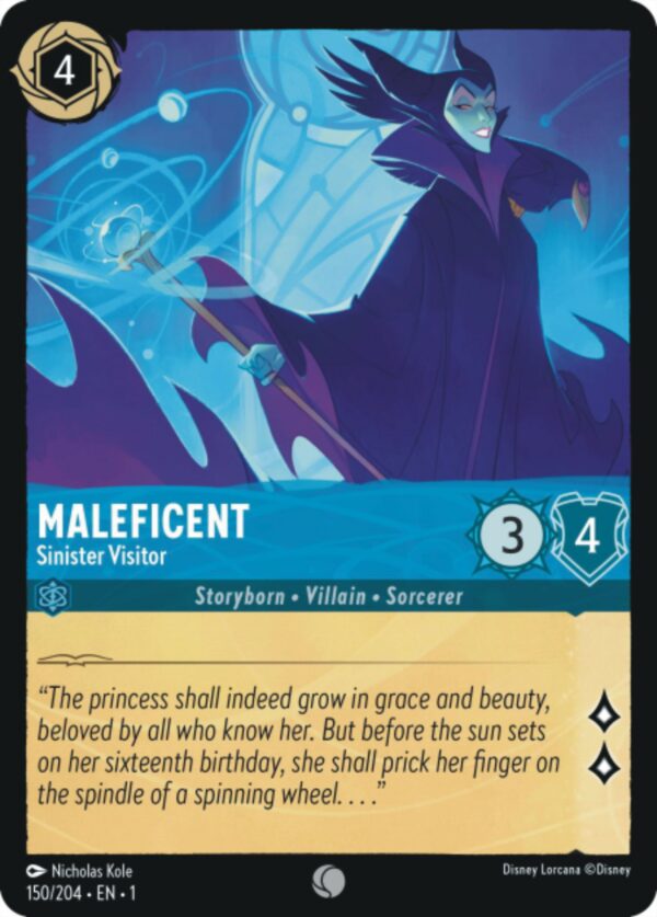 DISNEY LORCANA SINGLE CARDS: FIRST CHAPTER #228: Maleficent – Sinister Visitor (Common 150/204: NM)