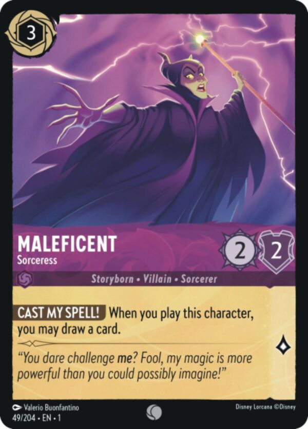 DISNEY LORCANA SINGLE CARDS: FIRST CHAPTER #230: Maleficent – Sorceress (Common 49/204: NM)