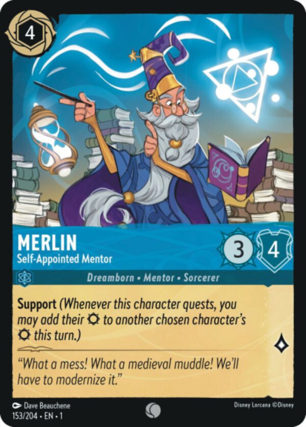 DISNEY LORCANA SINGLE CARDS: FIRST CHAPTER #249: Merlin – Self-Appointed Mentor (Common 153/204: NM)