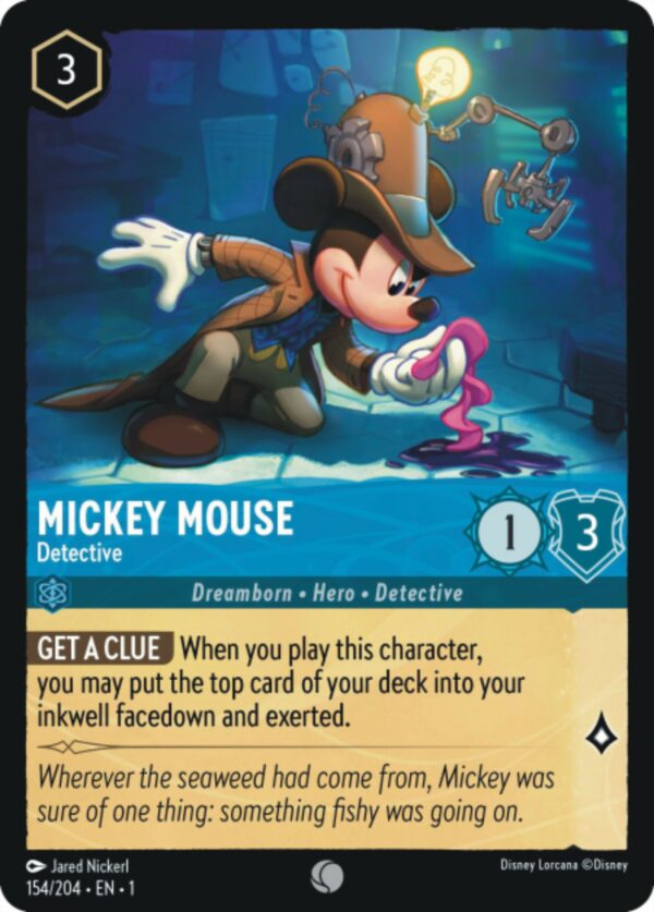 DISNEY LORCANA SINGLE CARDS: FIRST CHAPTER #262: Mickey Mouse – Detective (Common Foil 154/204: NM)