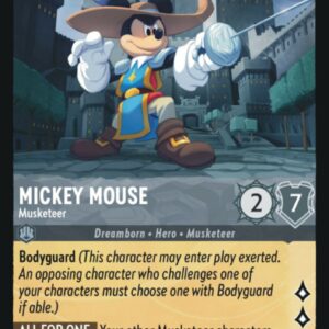 DISNEY LORCANA SINGLE CARDS: FIRST CHAPTER #263: Mickey Mouse – Musketeer (Rare 186/204: NM)