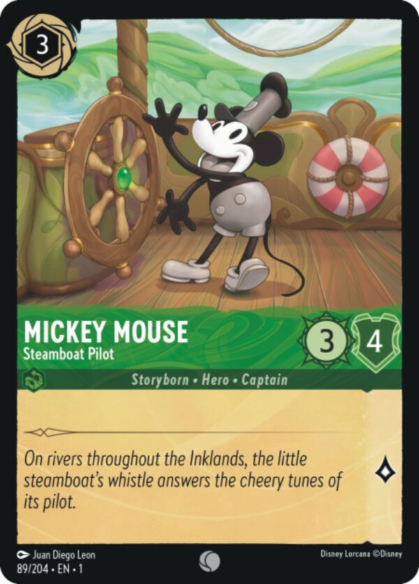 DISNEY LORCANA SINGLE CARDS: FIRST CHAPTER #265: Mickey Mouse – Steamboat Pilot (Common 89/204: NM)