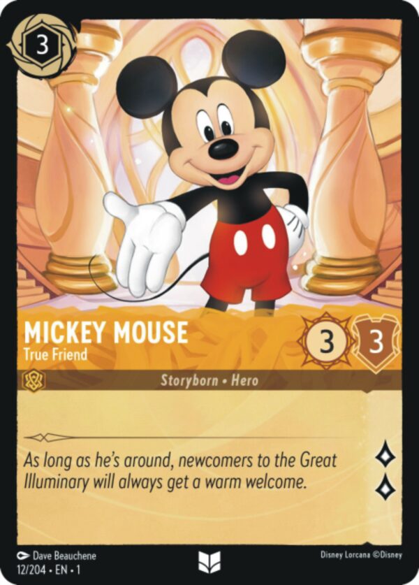 DISNEY LORCANA SINGLE CARDS: FIRST CHAPTER #267: Mickey Mouse – True Friend (Uncommon 12/204: NM)