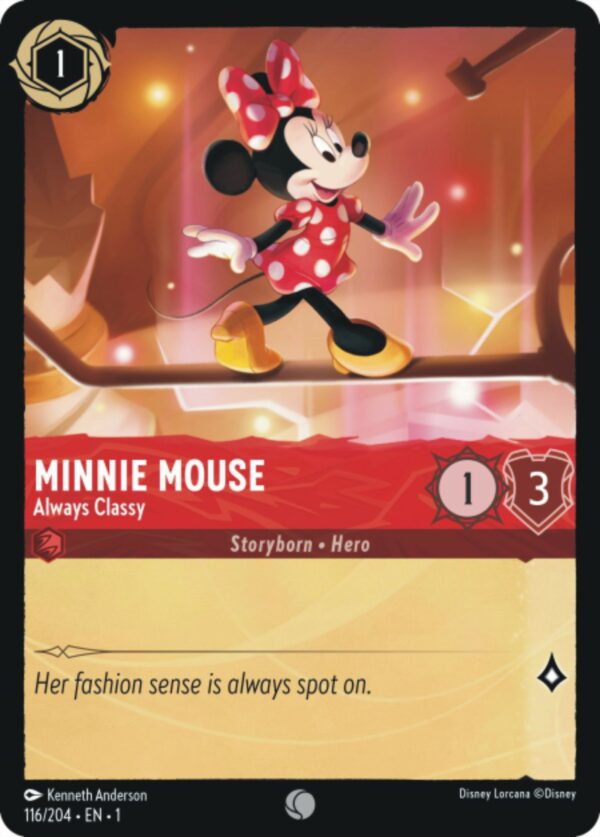 DISNEY LORCANA SINGLE CARDS: FIRST CHAPTER #273: Minnie Mouse – Always Classy (Common Foil 116/204: NM)