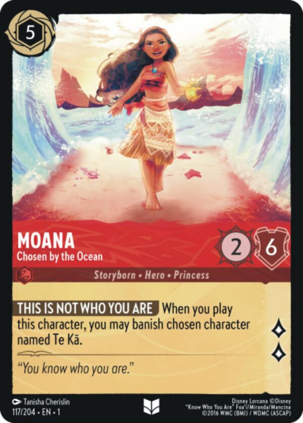 DISNEY LORCANA SINGLE CARDS: FIRST CHAPTER #276: Moana – Chosen by the Ocean (Uncommon 117/204: NM)