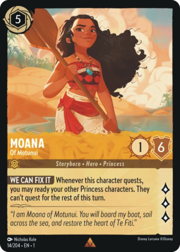 DISNEY LORCANA SINGLE CARDS: FIRST CHAPTER #278: Moana – Of Motunui (Rare 14/204: NM)