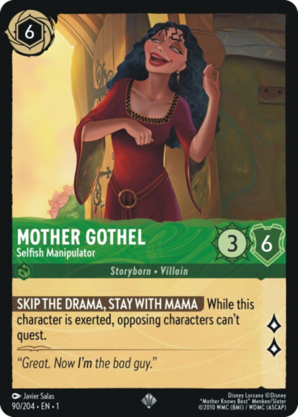 DISNEY LORCANA SINGLE CARDS: FIRST CHAPTER #280: Mother Gothel – Selfish Manipulator (Super Rare 90/204: NM)