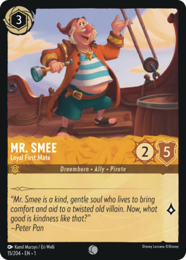 DISNEY LORCANA SINGLE CARDS: FIRST CHAPTER #284: Mr. Smee – Loyal First Mate (Common 15/204: NM)