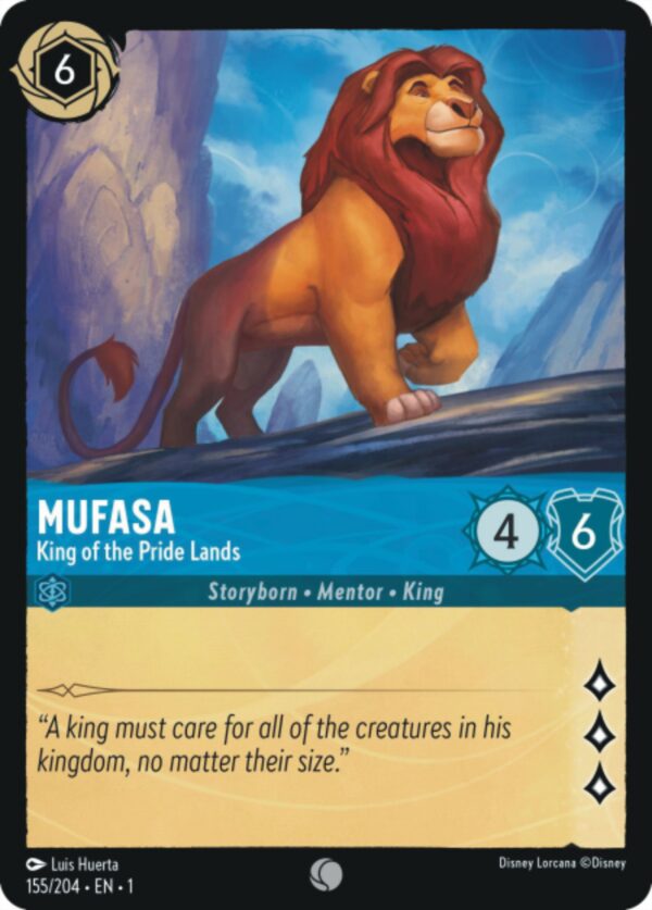 DISNEY LORCANA SINGLE CARDS: FIRST CHAPTER #286: Mufasa – King of the Pride Lands (Common 155/204: NM)