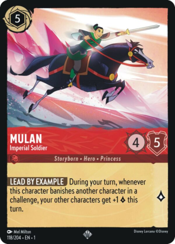DISNEY LORCANA SINGLE CARDS: FIRST CHAPTER #288: Mulan – Imperial Soldier (Super Rare 118/204: NM)