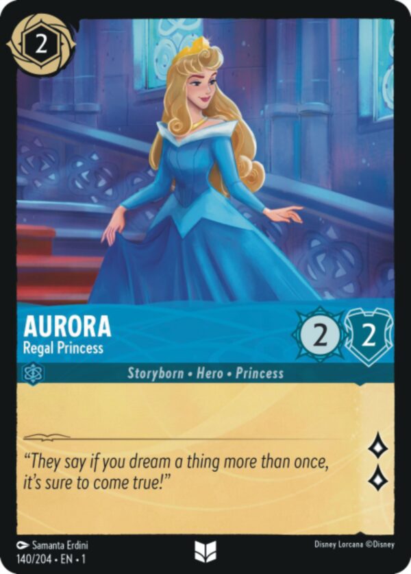 DISNEY LORCANA SINGLE CARDS: FIRST CHAPTER #29: Aurora – Regal Princess (Uncommon 140/204: NM)
