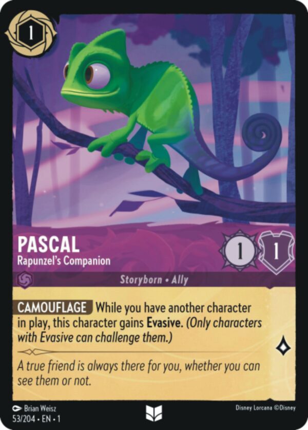DISNEY LORCANA SINGLE CARDS: FIRST CHAPTER #299: Pascal – Rapunzel’s Companion (Uncommon 53/204: NM)