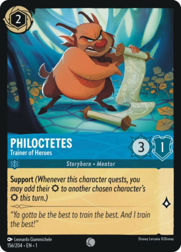 DISNEY LORCANA SINGLE CARDS: FIRST CHAPTER #306: Philoctetes – Trainer of Heroes (Common Foil 156/204: NM)