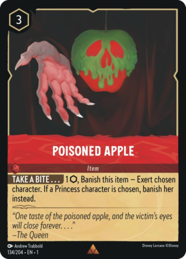 DISNEY LORCANA SINGLE CARDS: FIRST CHAPTER #309: Poisoned Apple (Rare 134/204: NM)