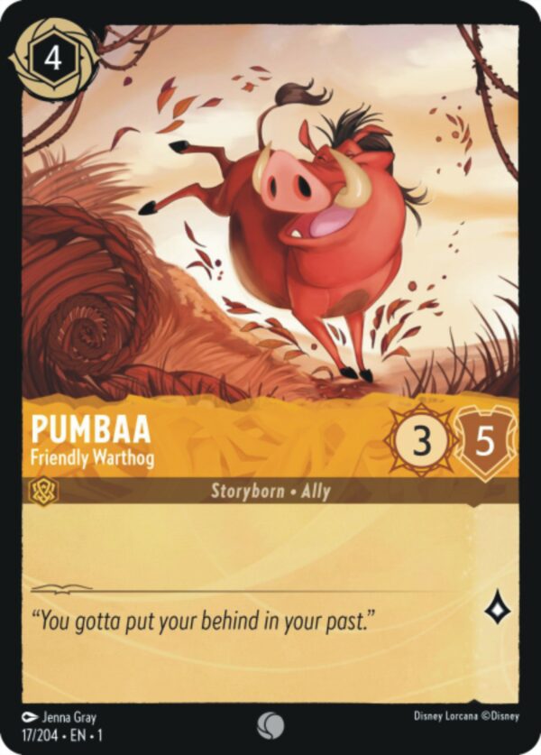 DISNEY LORCANA SINGLE CARDS: FIRST CHAPTER #317: Pumbaa – Friendly Warthog (Common 17/204: NM)