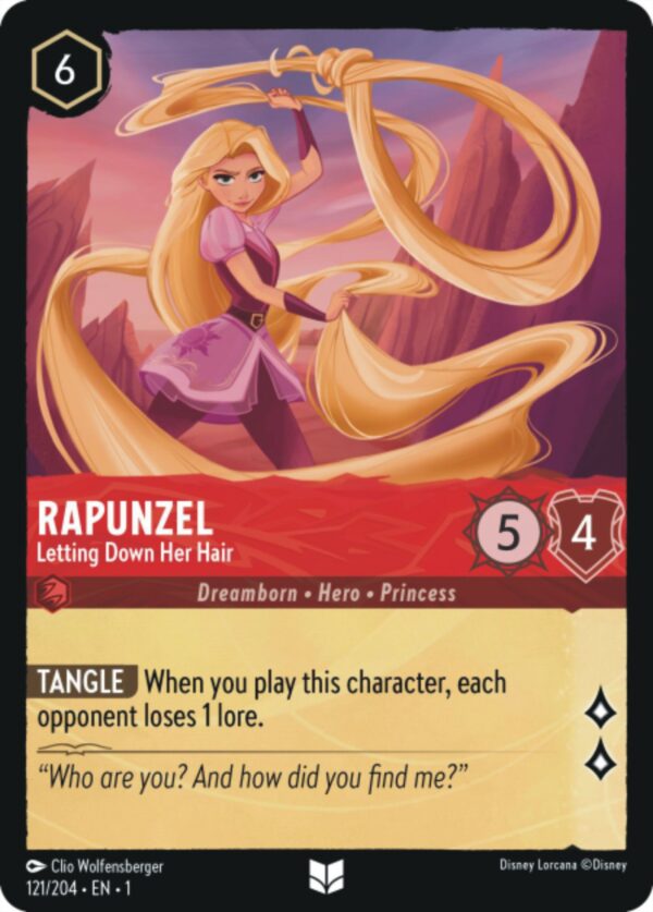 DISNEY LORCANA SINGLE CARDS: FIRST CHAPTER #326: Rapunzel – Letting Down Her Hair (Uncommon Foil 121/204: NM)