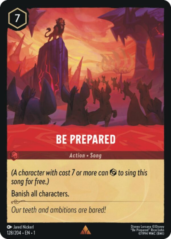 DISNEY LORCANA SINGLE CARDS: FIRST CHAPTER #33: Be Prepared (Rare 128/204: NM)