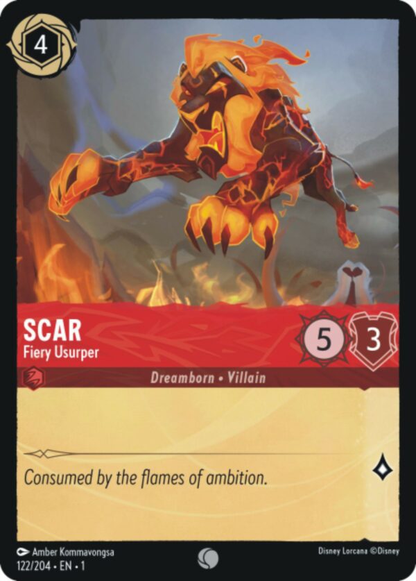 DISNEY LORCANA SINGLE CARDS: FIRST CHAPTER #331: Scar – Fiery Usurper (Common 122/204: NM)
