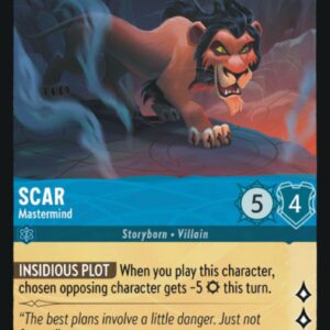 DISNEY LORCANA SINGLE CARDS: FIRST CHAPTER #333: Scar – Mastermind (Rare 158/204: NM)
