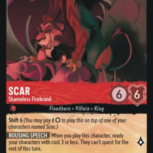 DISNEY LORCANA SINGLE CARDS: FIRST CHAPTER #335: Scar – Shameless Firebrand (Rare 123/204: NM)