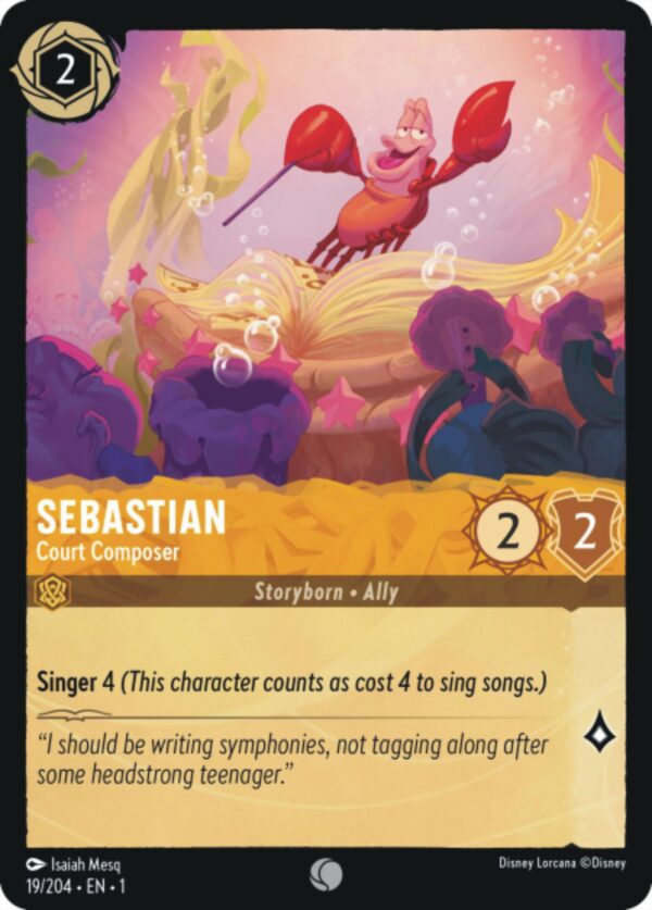 DISNEY LORCANA SINGLE CARDS: FIRST CHAPTER #339: Sebastian – Court Composer (Common 19/204: NM)