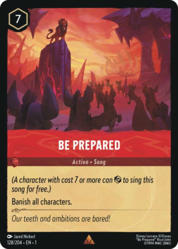 DISNEY LORCANA SINGLE CARDS: FIRST CHAPTER #34: Be Prepared (Rare Foil 128/204: NM)