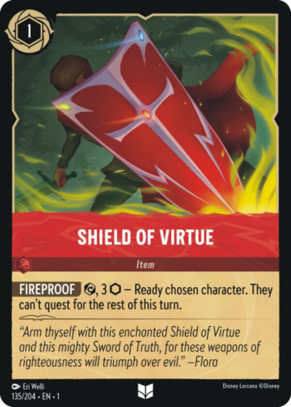 DISNEY LORCANA SINGLE CARDS: FIRST CHAPTER #344: Shield of Virtue (Uncommon Foil 135/204: NM)