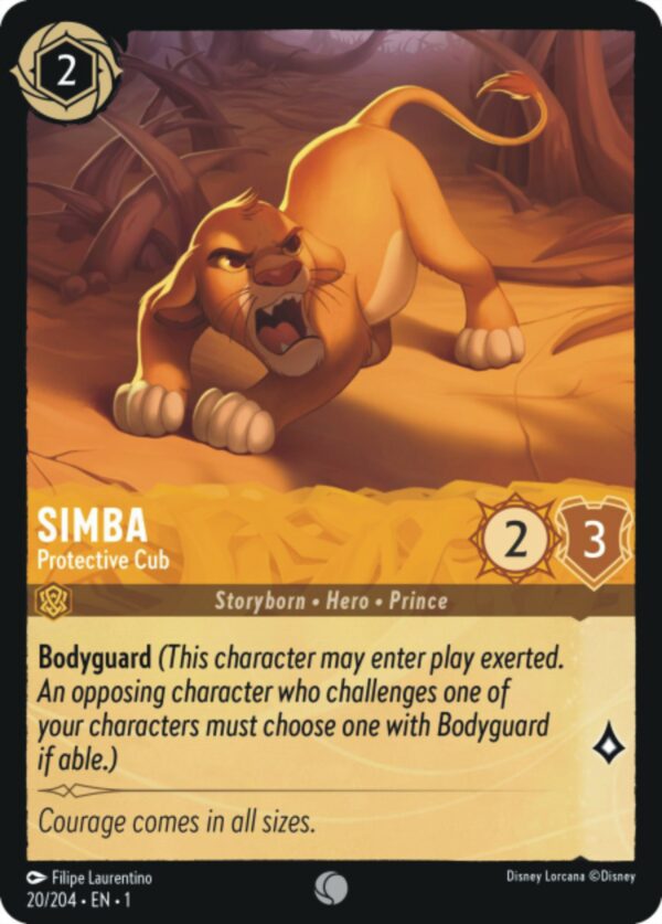 DISNEY LORCANA SINGLE CARDS: FIRST CHAPTER #347: Simba – Protective Cub (Common 20/204: NM)