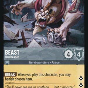 DISNEY LORCANA SINGLE CARDS: FIRST CHAPTER #36: Beast – Hardheaded (Uncommon Foil 172/204: NM)
