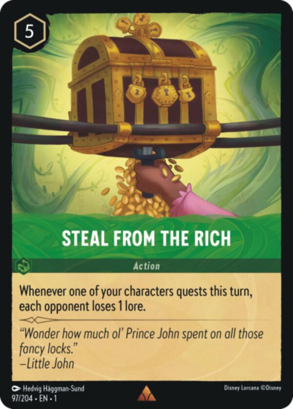 DISNEY LORCANA SINGLE CARDS: FIRST CHAPTER #360: Steal From The Rich (Rare 97/204: NM)