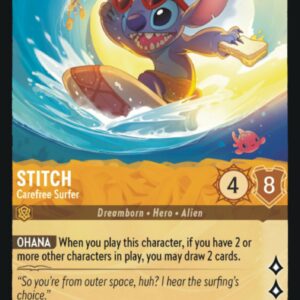 DISNEY LORCANA SINGLE CARDS: FIRST CHAPTER #364: Stitch – Carefree Surfer (Legendary 21/204: NM)
