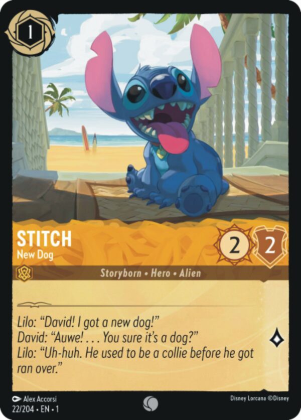 DISNEY LORCANA SINGLE CARDS: FIRST CHAPTER #367: Stitch – New Dog (Common 22/204: NM)