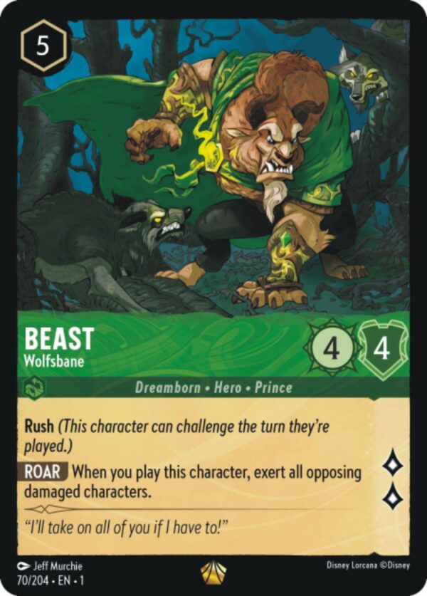 DISNEY LORCANA SINGLE CARDS: FIRST CHAPTER #37: Beast – Wolfsbane (Legendary 70/204: NM)