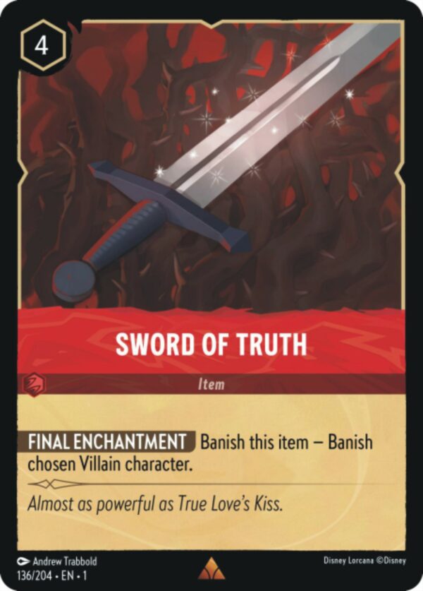 DISNEY LORCANA SINGLE CARDS: FIRST CHAPTER #377: Sword of Truth (Rare 136/204: NM)