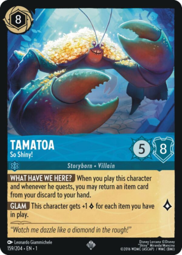 DISNEY LORCANA SINGLE CARDS: FIRST CHAPTER #381: Tamatoa – So Shiny! (Super Rare 159/204: NM)
