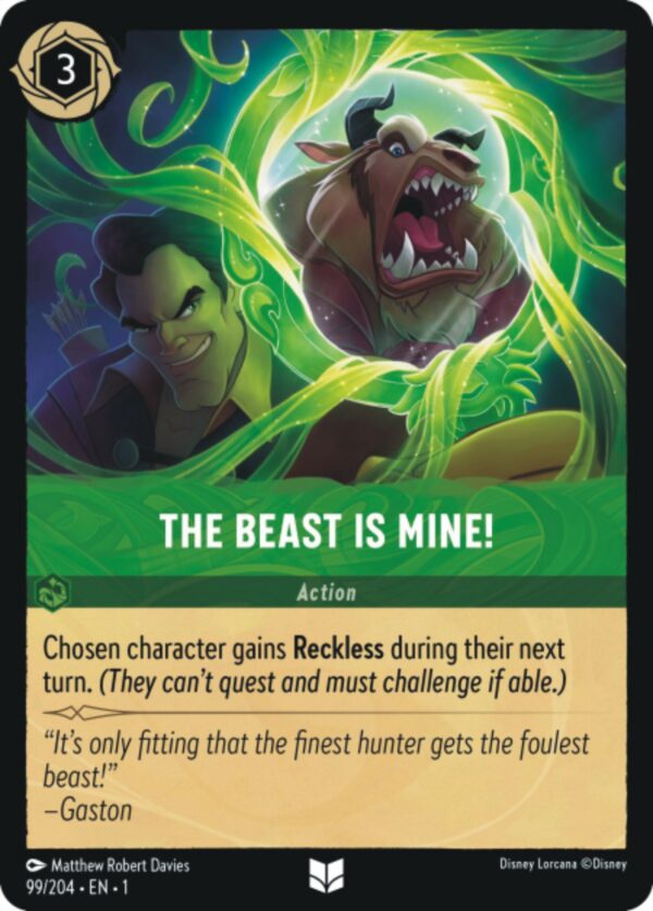DISNEY LORCANA SINGLE CARDS: FIRST CHAPTER #389: The Beast is Mine! (Uncommon 99/204: NM)
